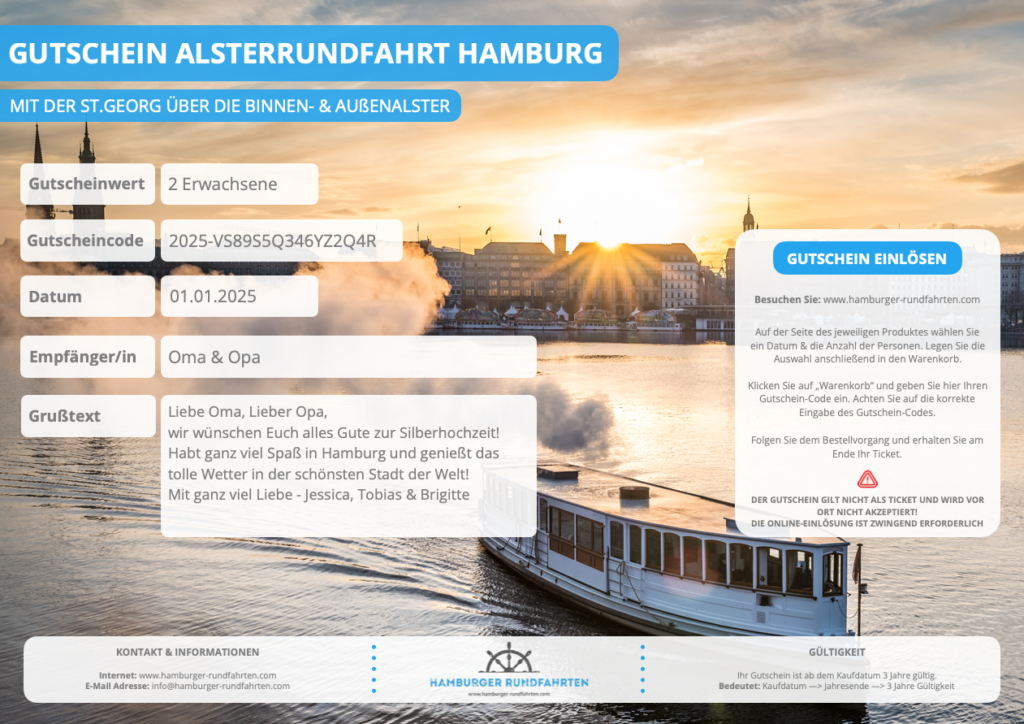 Gutschein Alsterrundfahrt Hamburg 2025